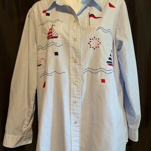 Allison‎ Daley Nautical Print Long Sleeve Top Size 8
